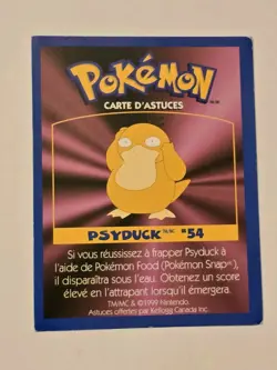 1999 Pokemon Game Tip Card - Psyduck #54 - Kellogg's Canada Inc. Pokemon LP - Image 2