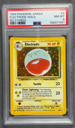 1999 Pokemon Jungle #2 Electrode Holo NO SYMBOL 2/64 RARE Base Set Card PSA 8 - Image 1