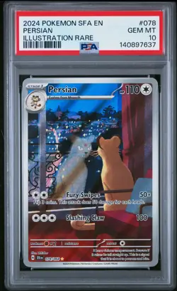 2024 POKEMON SFA EN-SHROUDED FABLE ILLUSTRATION RARE #078 PERSIAN PSA 10 - Image 1