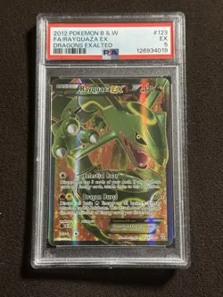 Pokemon Rayquaza EX Full Art Ultra Rare Holo Dragons Exalted 123/124 PSA 5 2012 - Image 1