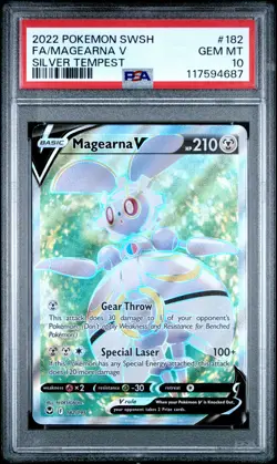 2022 POKEMON SWORD & SHIELD SILVER TEMPEST #182 FULL ART/MAGEARNA V PSA 10 - Image 1