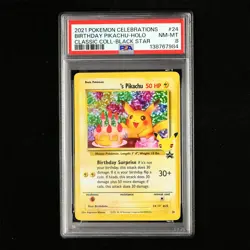 PSA 8 NM-MT 2021 Pokemon ENG Birthday Pikachu #24 Holo - Image 2