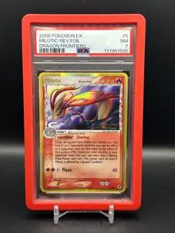 2006 POKEMON EX DRAGON FRONTIERS #5 MILOTIC-REVERSE FOIL PSA 7 - Image 1