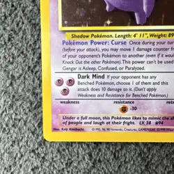 Pokemon TCG Gengar Fossil Set 5/62 Holo Rare 80 HP 30 1999 Wizards - Image 4