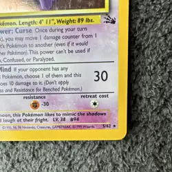 Pokemon TCG Gengar Fossil Set 5/62 Holo Rare 80 HP 30 1999 Wizards - Image 5