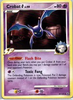 Pokemon TCG Crobat G 47/127 Platinum NM - Image 1