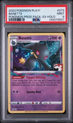 2023 POKEMON PRIZE PACK: SERIES 3 #073 BANETTE PSA 9 - Image 1