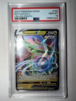2023 Pokemon Sword & Shield SWSH Rayquaza V Crown Zenith #100 *GEM MINT PSA 10* - Image 1