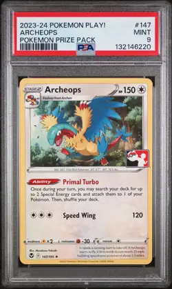 2023-2024 POKEMON PLAY! POKEMON PRIZE PACK #147 ARCHEOPS PSA 9 (Highest Graded) - Image 1