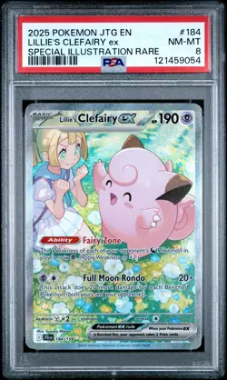 2025 POKEMON JOURNEY TOGETHER #184 LILLIE'S CLEFAIRY ex PSA 8 - Image 1