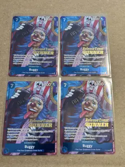 4x One Piece Buggy Release Event Winner Exclusive Promo Gold Stamp P-084 - Image 1