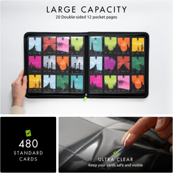 12 Pocket Trading Card Zip Binder, 480 cards, Premium Exo-Tec Album Material, 20 - Image 3