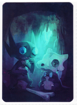 Pokemon Fanart - * CUBONE & SABLEYE * - SILVER HOLO FOIL Card by SPACED_OUT - Image 1