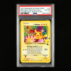 PSA 6 EX-MT 2021 Pokemon ENG Birthday Pikachu #24 Holo - Image 1