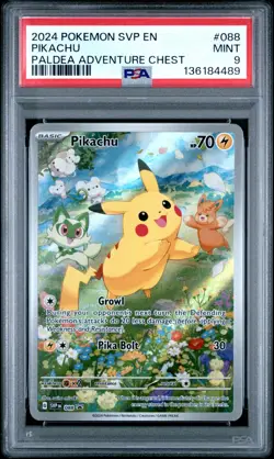 2024 POKEMON SVP 088 EN-SV BLACK STAR PROMO PALDEA ADVENTURE CHEST PIKACHU PSA 9 - Image 1