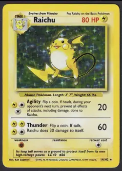 Pokemon Raichu 14/102 Holo Base Set - Image 1