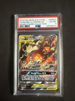 2019 POKEMON SM BLACK STAR PROMO #SM201 FULL ART/RESHIRAM & CHARIZARD GX PSA 6 - Image 1