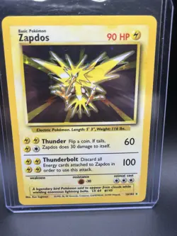Pokemon TCG Zapdos Base Set Unlimited Holo Rare 16/102 #16 MP/HP - Image 1
