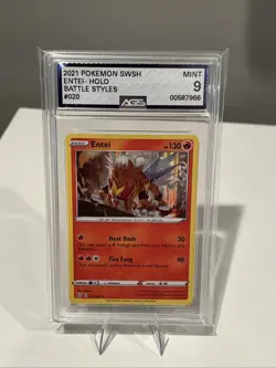 2021 Pokemon SWSH Entei Holo Battle Styles AGS 9 - Image 1