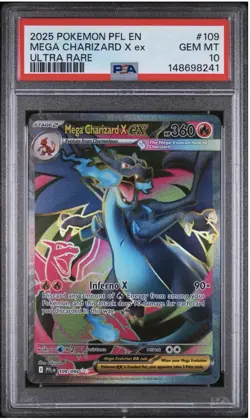 Pokemon 2025 Mega Charizard X ex 109/094 Phantasmal Flames GEM MINT PSA 10 - Image 1