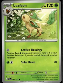 Leafeon Uncommon SV06: Twilight Masquerade 011/167 Grass Normal Pokemon Card - Image 1