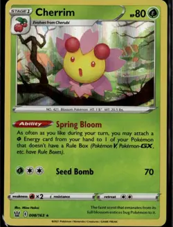 Cherrim Holo Rare SWSH05: Battle Styles 008/163 Grass Holo Pokemon Card - Image 1
