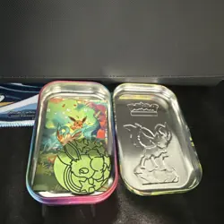 Leafeon Prismatic Evolutions Mini Tin with Art Card and Coin Empty Tin - Image 2