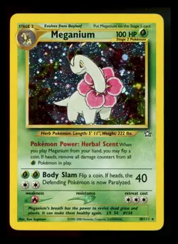 #3 Meganium 10/111 Neo Genesis 2000 Holo Rare WOTC Pokemon Card TCG - Image 1