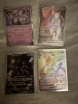 Team Rockets Mewtwo EX Mewtwo Sar 151 and Glaceon VMAX Pokemon Card Set - Image 1