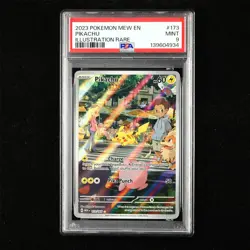 PSA 9 MINT 2023 Pokemon ENG Pikachu G MEW 173/165 Illustration Rare - Image 1