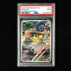PSA 9 MINT 2023 Pokemon ENG Pikachu G MEW 173/165 Illustration Rare - Image 2