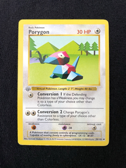 WOTC Pokemon Porygon Gray Stamp Shadowless Base Set 39/102 Regular 1st Edition - Image 1