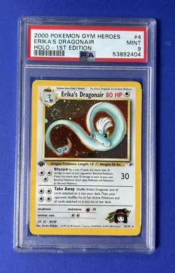 2000 Pokemon Gym Heroes Erika’s Dragonair Holo 1st Edition #4 PSA 9 MINT - Image 1