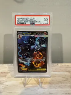 2025 Pokemon PFL Mega Charizard X ex Special Illustration Rare #125/094 PSA 9 - Image 1