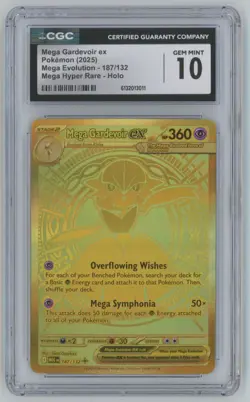 2025 Pokemon Mega Evolution Mega Gardevoir ex CGC 10 Hyper Rare Holo #187 B - Image 1