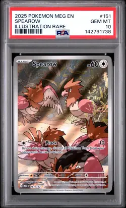 2025 POKEMON MEG EN-MEGA EVOLUTION ILLUSTRATION RARE #151 SPEAROW PSA 10 - Image 1