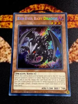 YUGIOH • RED EYES BABY DRAGON • SECRET RARE • LDS1-EN010 • LIMITED EDITION • NM - Image 2