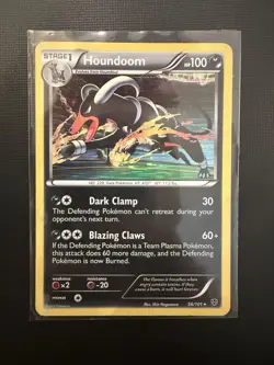 Pokemon TCG Houndoom Card 56/101 Plasma Blast Holo Rare - Image 1