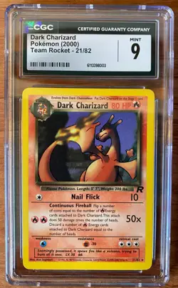 Mint Dark Charizard 21/82 Team Rocket Regular CGC 9 Pokemon Vintage Card - Image 1