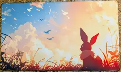 Eevee Sunrise CCG Playmat - Card Game Mat - Pokemon Eevee TCG Playmat 24x14 New - Image 1