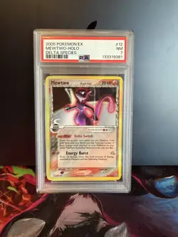 2005 POKEMON EX DELTA SPECIES #12 MEWTWO-HOLO PSA 7 - Image 1