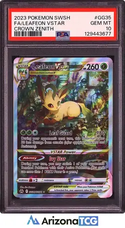Pokemon 2023 Leafeon VSTAR GG35/GG70 Full Art Crown Zenith GEM MINT PSA 10 - Image 1