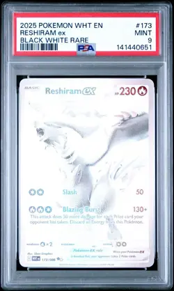 2025 Pokemon White Flare # 173 Reshiram EX Back White Rare PSA 9 Card Free Ship! - Image 1