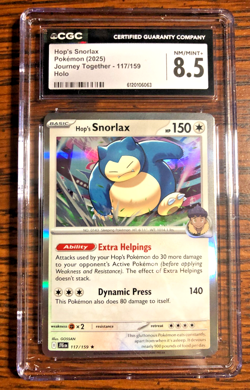 Hop's Snorlax Holo Rare #117|CGC NM/MINT+ 8.5|2025 Journey Together|Pokemon TCG - Image 1