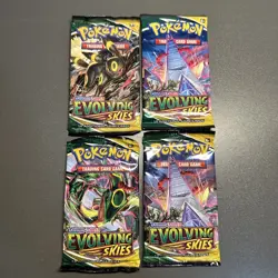 Evolving Skies Pokemon TCG Booster Packs (4 Packs) FACTORY SEALED (Pokeball tin) - Image 1