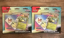 2 Prismatic Evolutions 3 Pack Leafeon Tech Sticker Collection Pokemon New Sealed - Image 1