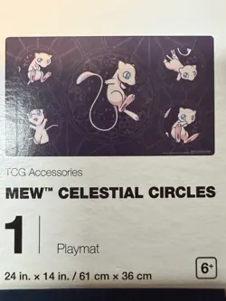 Pokemon Center Mew Celestial Circles Standard Playmat Pokemon TCG CCG 24x14in - Image 1