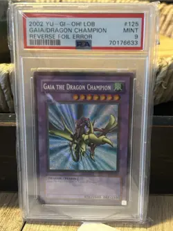 Yu-Gi-Oh! Gaia The Dragon Champion Blue Eyes LOB-125 REVERSE FOIL ERROR PSA 9 - Image 1
