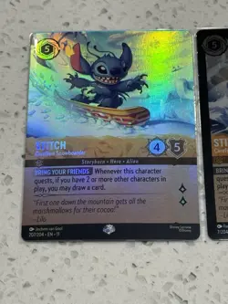 Disney Lorcana Stitch Carefree Snowboarder x2 207/204 Epic and Foil Winterspell - Image 2