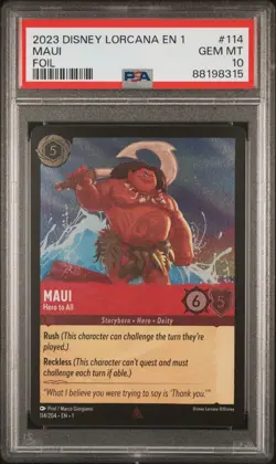 2023 Disney Lorcana Maui Hero To All Foil #114 PSA 10 GEM MINT - Image 1